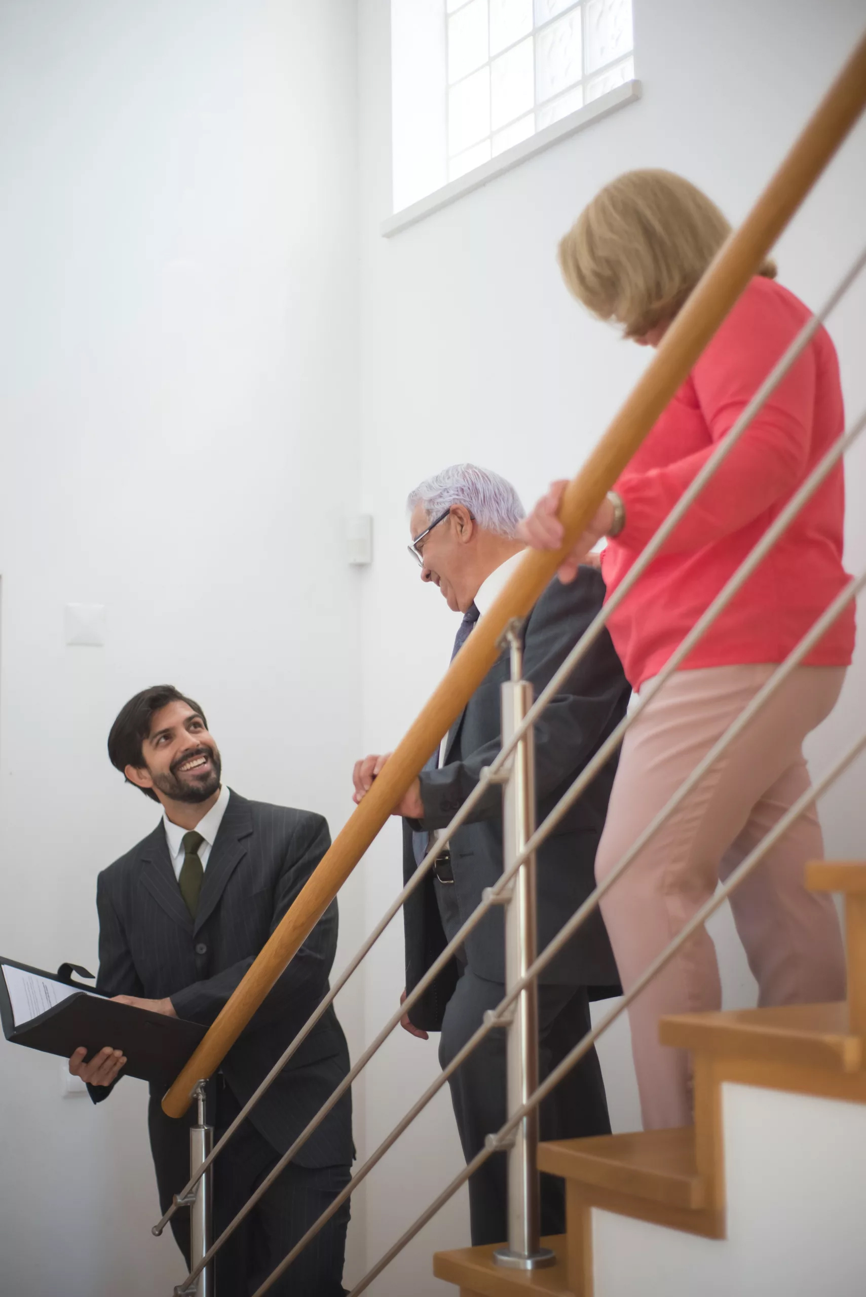 people going down stairway